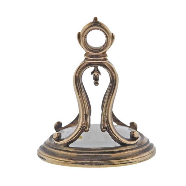 Antique 18k Gold Agate Intaglio Fob Pendant (1 of 4)