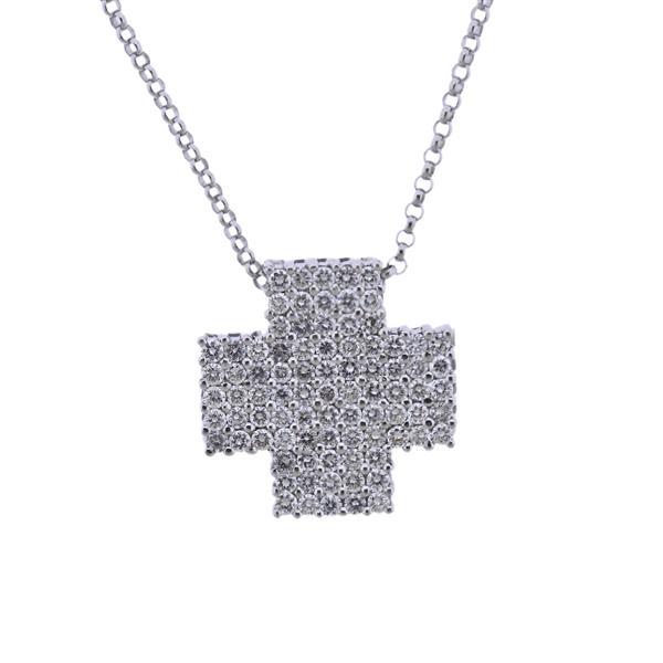 18k Gold Diamond Cross Pendant Necklace (1 of 3)