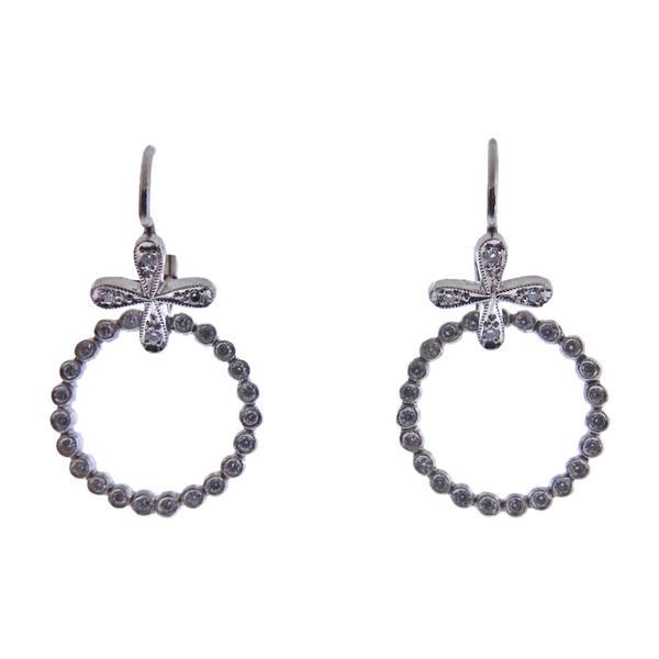 Cathy Waterman Platinum Diamond Circle Drop Earrings (1 of 3)