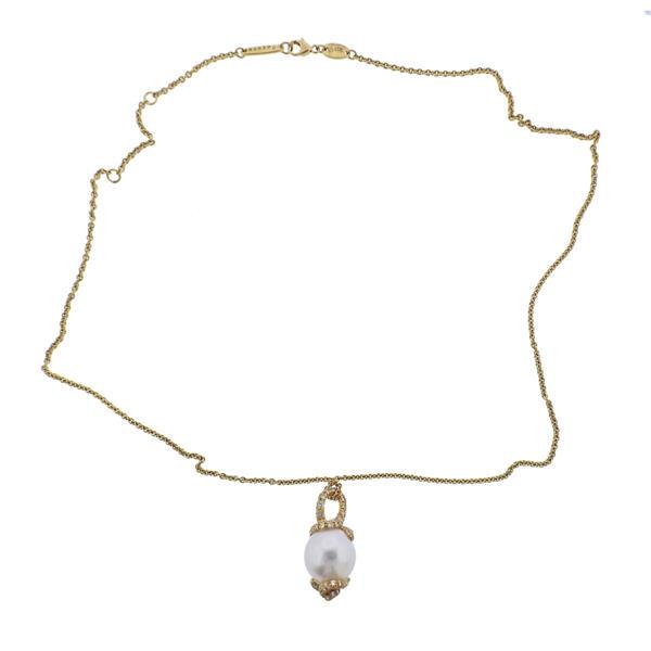Henry Dunay 18k Gold South Sea Pearl Diamond Pendant Necklace (1 of 5)