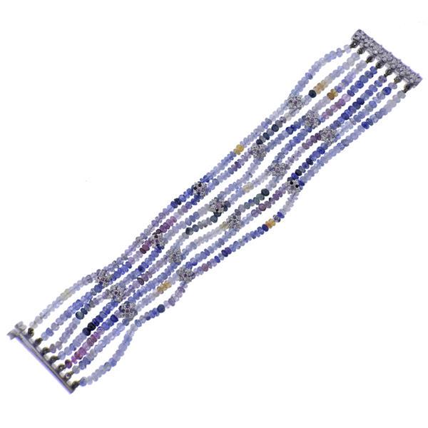 14k Gold Diamond Multi Sapphire Bead Bracelet (1 of 5)