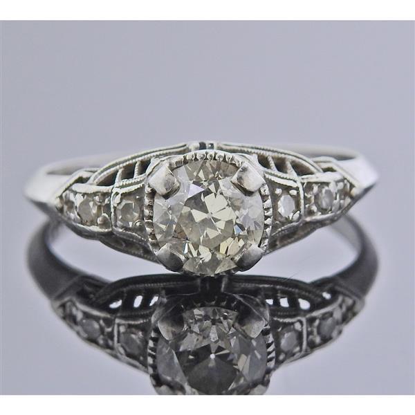 Art Deco Old European Diamond Platinum Engagement Ring (1 of 3)