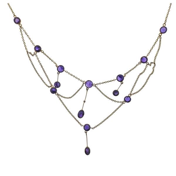 Antique Edwardian 14k Gold Amethyst Necklace (1 of 3)