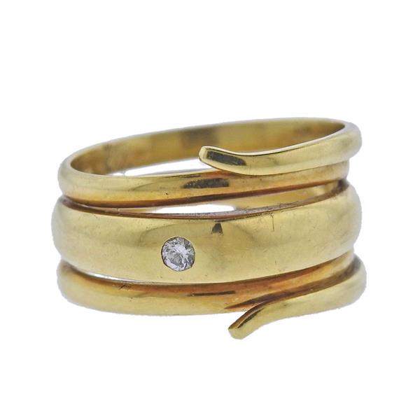 Antonio Bernardo 18k Gold Diamond Band Ring: METAL: 18k Gold. MEASUREMENTS: Ring size 6, ring is 13mm wide. GEMSTONES: Diamond. MARKED: Maker's mark, 750. WEIGHT: 8.9 grams.Gemstones have not been graded for color and clarity ,and tested for