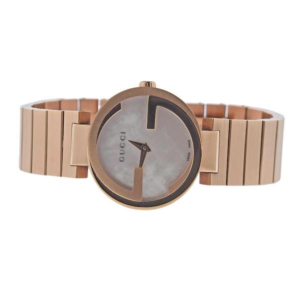 Gucci G Mother of Pearl Rose Gold Tone Watch 133.5 (1 of 3)