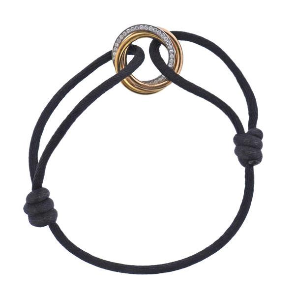 Cartier Trinity 18k Tri Color Gold Diamond Cord Bracelet (1 of 3)