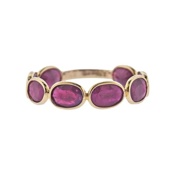 18k Gold 3.75ctw Natural Ruby Band Ring (1 of 5)