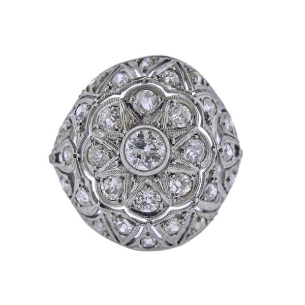 Art Deco Platinum Diamond Dome Ring (1 of 4)