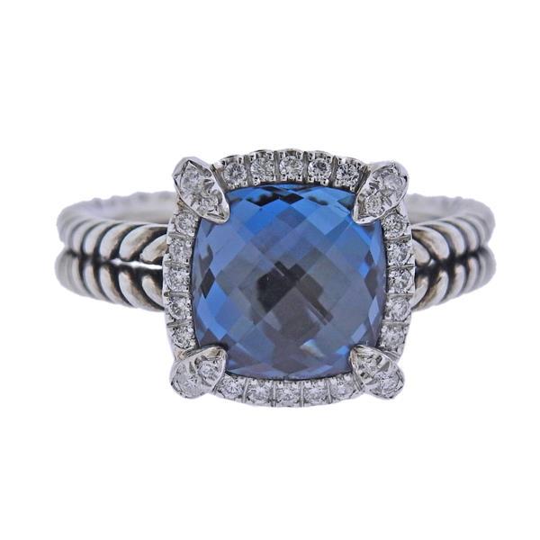 David Yurman Silver Diamond Topaz Ring (1 of 3)