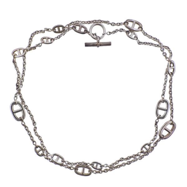 Hermes Farandole Sterling Silver Long Toggle Necklace (1 of 3)