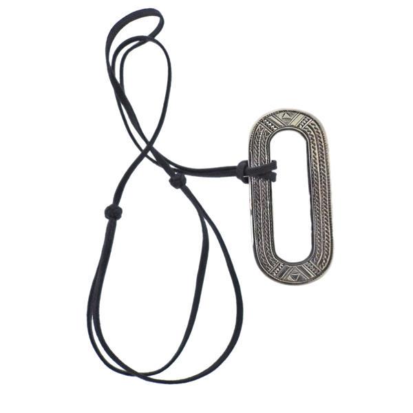 Hermes Sterling Silver Pendant Cord Necklace (1 of 3)