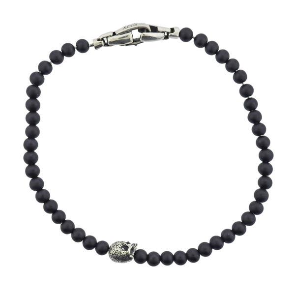 David Yurman Spiritual Beads Silver Onyx Skull Bracelet (1 of 3)