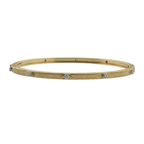 Buccellati 18k Gold Diamond Skinny Bangle Bracelet (1 of 3)