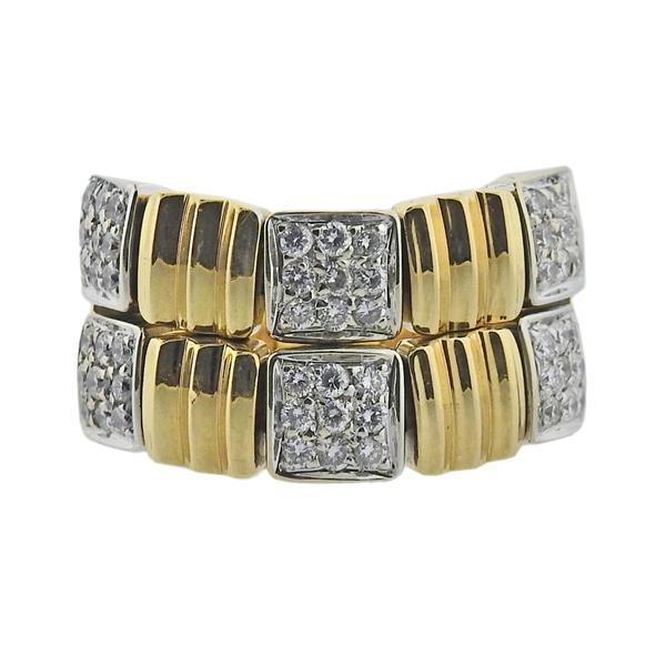 Chimento 18k Gold Diamond Ring: METAL: 18k Gold. MEASUREMENTS: Ring size 7, top is 12mm wide. GEMSTONES: Diamonds approx. 0.50ctw. MARKED: Chimento, 750, 408VI. WEIGHT: 13.7 grams.Gemstones have not been graded for color and clarity