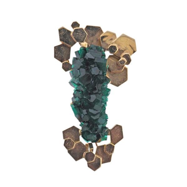 1970s 14k Gold Chatham Emerald Brooch Pin (1 of 4)