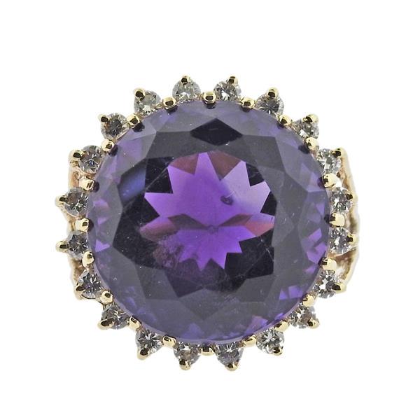 14k Gold Amethyst Diamond Cocktail Ring (1 of 4)