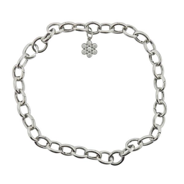 Tiffany & Co Platinum Diamond Flower Charm on Bracelet (1 of 4)