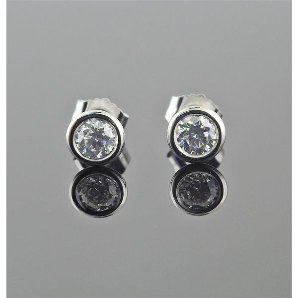 14k Gold Bezel Set Diamond Stud Earrings (1 of 2)