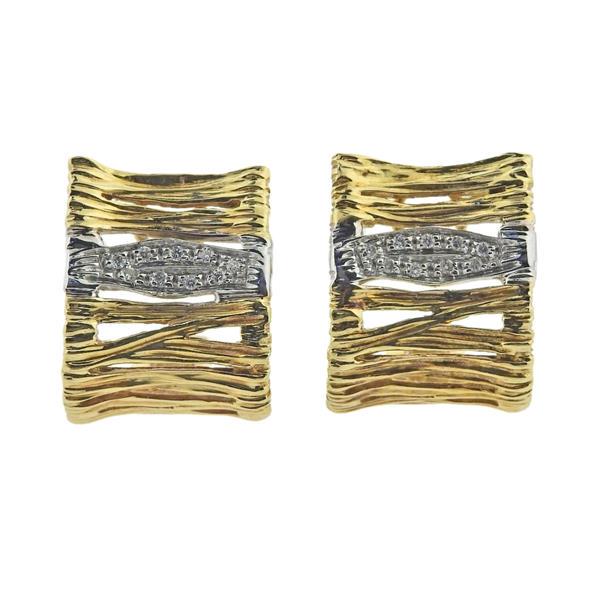 Roberto Coin Elephantino 18k Two Tone Gold Diamond Earrings (1 of 4)