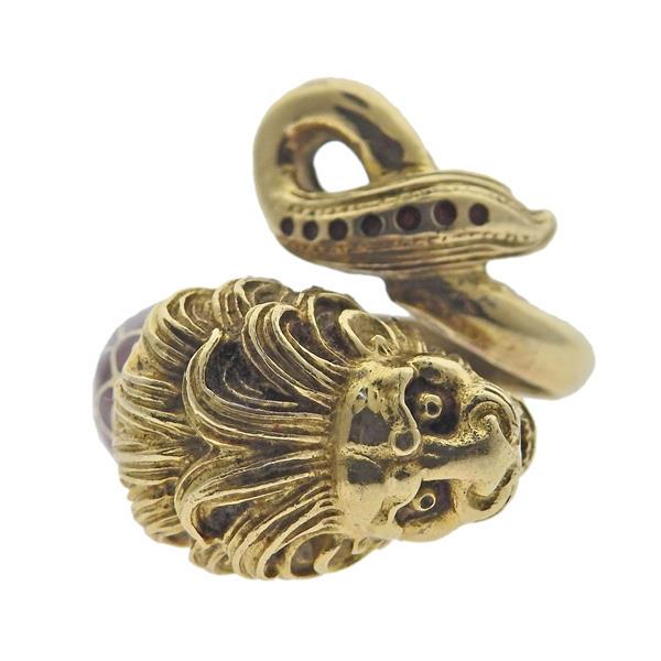 18K Gold Enamel Bypass Chimera Ring (1 of 10)