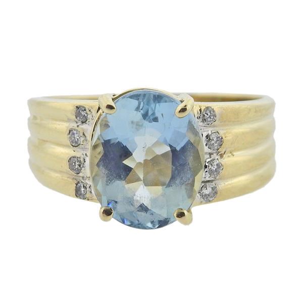 14k Gold Diamond Aquamarine Ring (1 of 4)