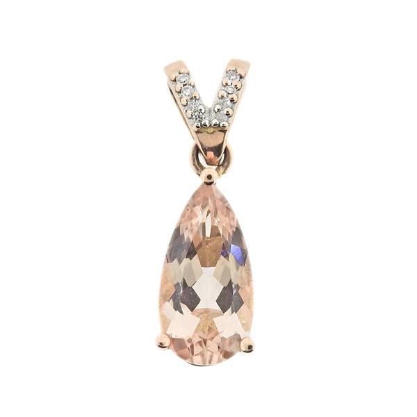 14k Rose Gold Diamond Morganite Pendant (1 of 3)