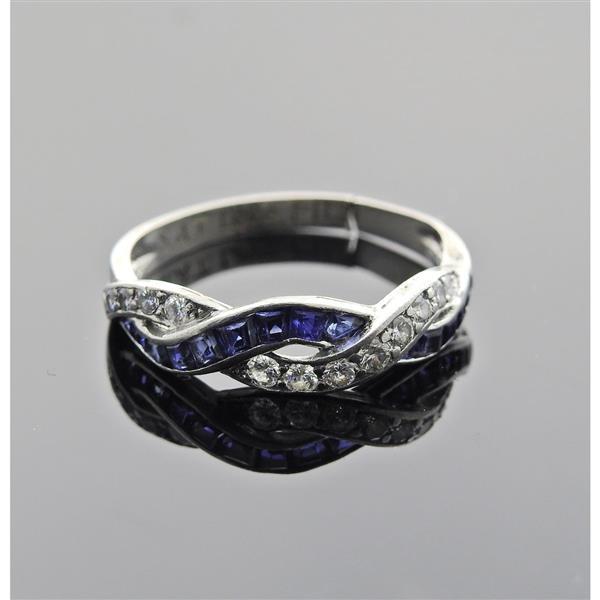 Oscar Heyman Platinum Diamond Sapphire Ring (1 of 5)