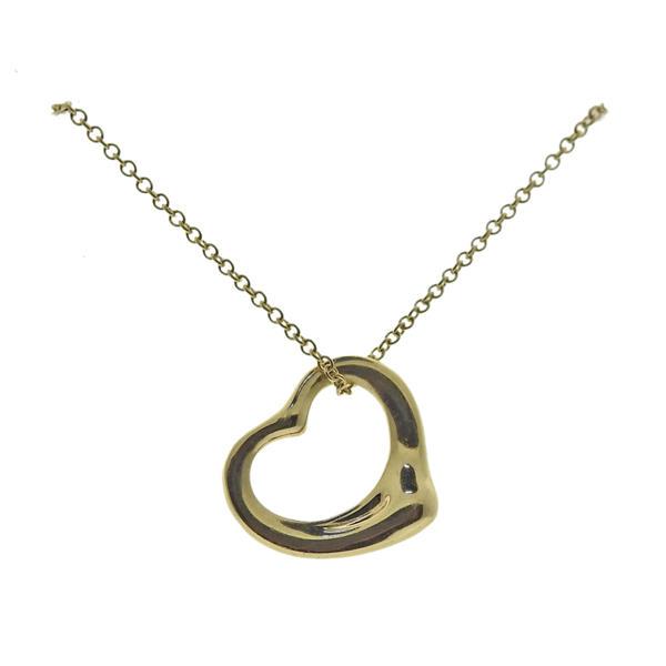 Tiffany & Co Peretti 18k Gold Open Heart Pendant Necklace (1 of 4)