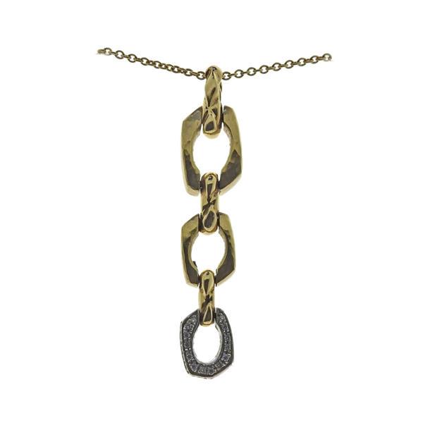 Italian 18k Two Tone Gold Diamond Pendant Necklace (1 of 4)