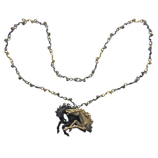 Carrera Y Carrera VCA Ecuestre 18k Gold Diamond Horse Pendant Necklace (1 of 6)