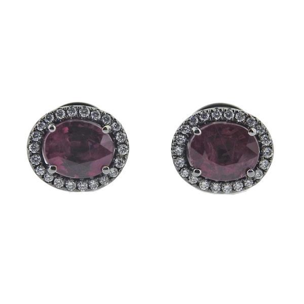 18k Gold Diamond Ruby Stud Earrings (1 of 2)