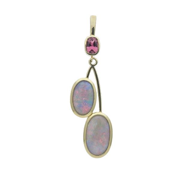 14k Gold Opal Tourmaline Large Pendant (1 of 3)
