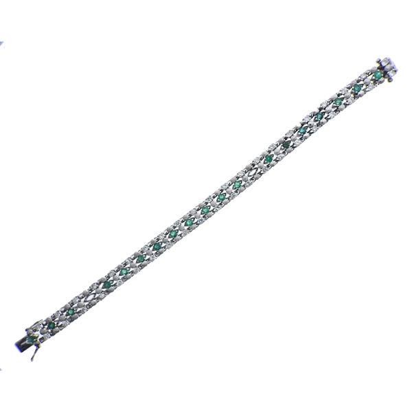 18k Gold Diamond Emerald Bracelet (1 of 4)