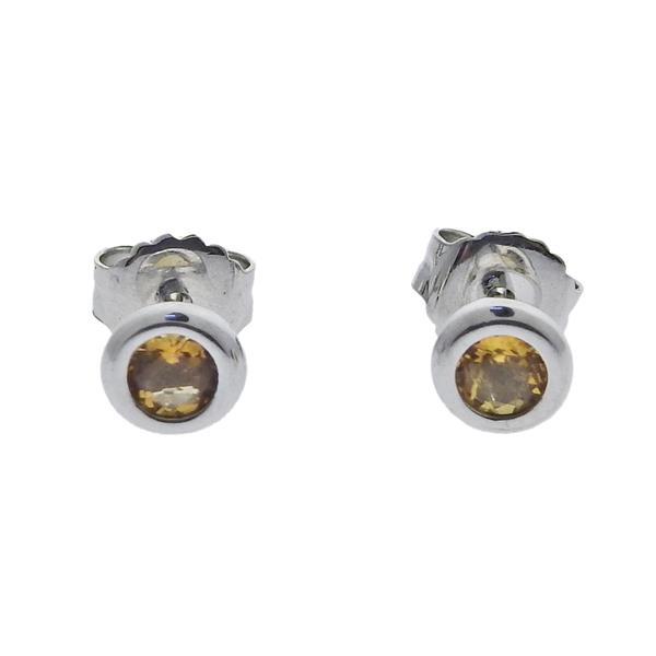 Tiffany & Co Elsa Peretti Silver Citrine Stud Earrings (1 of 3)