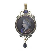 Antique 18k Gold Silver Miniature Portrait Diamond Locket Pendant (1 of 4)