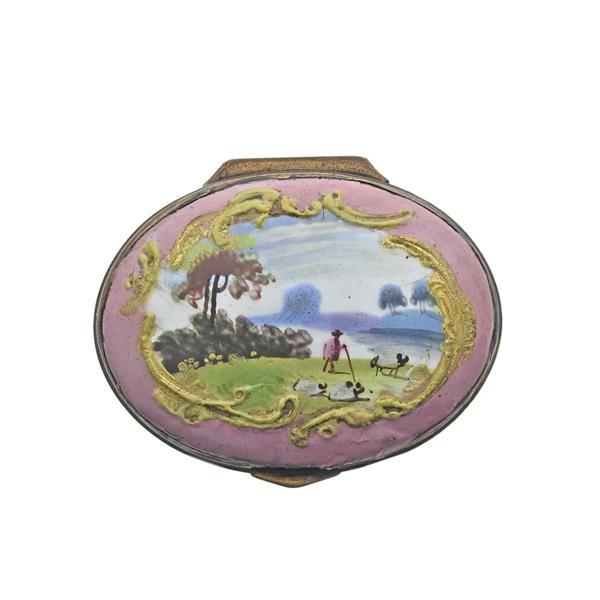 Antique Enamel Miniature Painting Snuff Box (1 of 3)