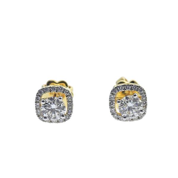 GIA 0.90ctw H VVS1 Diamond 18k Gold Stud Earrings (1 of 6)