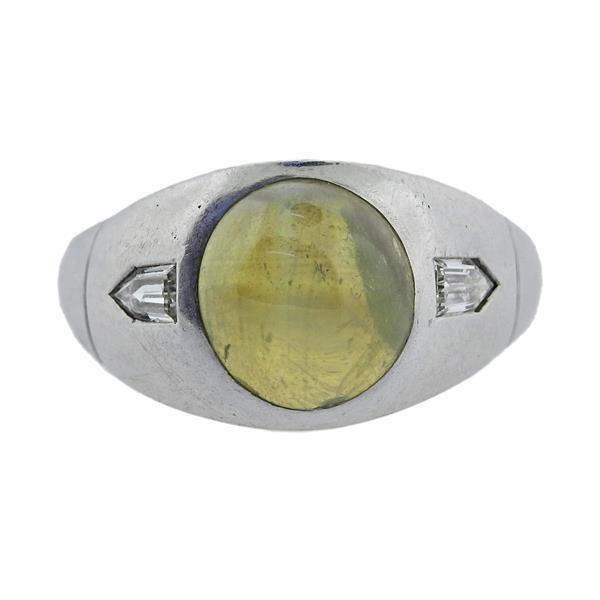 Platinum Cat's Eye Chrysoberyl Diamond Ring (1 of 4)