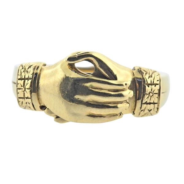 Antique 14k Gold Puzzle Hands Ring (1 of 4)