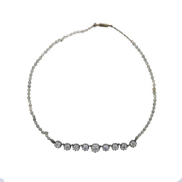 Georgian Antique Silver 15k Gold Plate Paste Necklace (1 of 4)