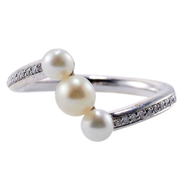 Movado 18k Gold Diamond Pearl Ring (1 of 3)