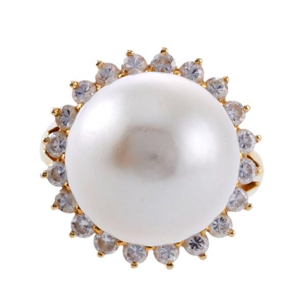 18k Gold South Sea Pearl Diamond Ring (1 of 4)