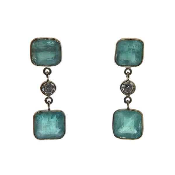 4.85ctw Emerald Diamond 18k Gold Earrings (1 of 3)