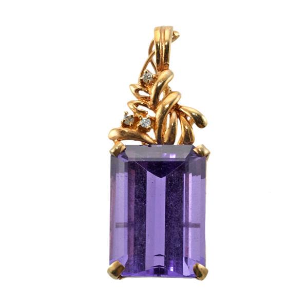 14k Gold Diamond Amethyst Pendant (1 of 3)