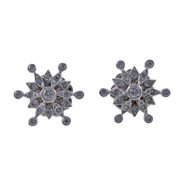 18k Gold Diamond Snowflake Stud Earrings (1 of 2)