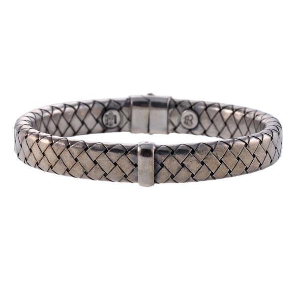 Bottega Veneta Silver Woven Bangle Bracelet (1 of 3)