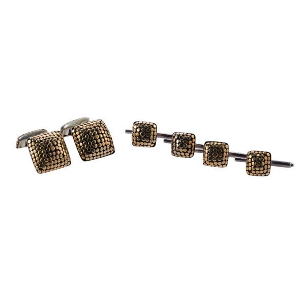John Hardy Sterling Silver Gold Cufflinks Stud Set (1 of 3)
