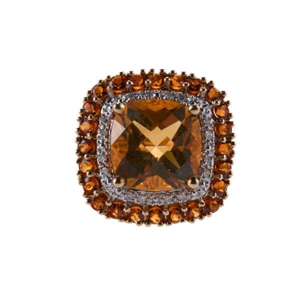 14k Gold Diamond Citrine Cocktail Ring (1 of 4)