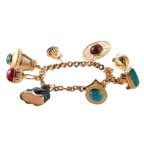 18k Gold Gem Set Charm Bracelet (1 of 7)