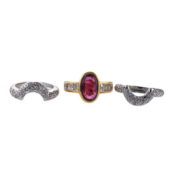 18k Gold Ruby Diamond Ring Set (1 of 3)